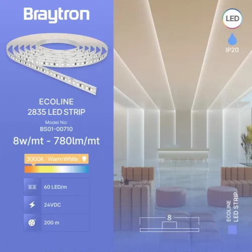 BRY-ECOLINE-8W-60L-2835-3000K-24V-IP20-LED STRIP