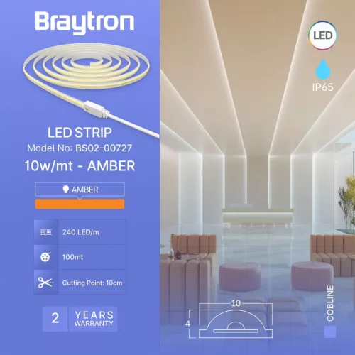 BRY-COBLINE-240L-10W-COB-AMBER-CLR-220V-IP65-LED STRIP