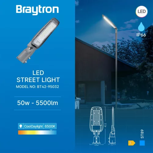 BRY-ST89-50W-GRY-6500K-IP66-LED STREET LIGHT