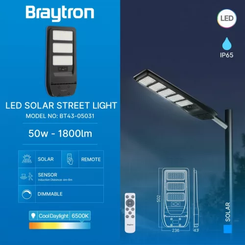 BRY-SOLAR-ST01-50W-6500K-SNS-IP65-SOLAR STREET LIG