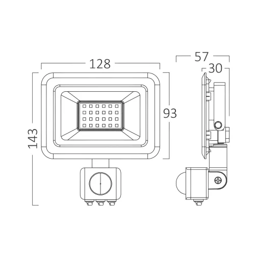 BRY-FLOOD-SF-20W-BLC-3000K-SNS-IP54-LED FLOODLIGHT