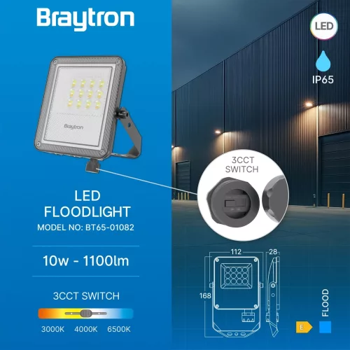 BRY-FLOOD-PF-10W-GRY-3IN1-IP65-LED FLOODLIGHT