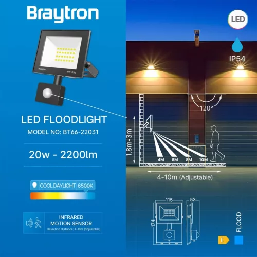 BRY-FLOOD-CF-20W-BLC-6500K-SNS-IP54-LED FLOODLIGHT
