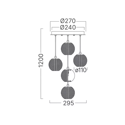 BRY-S001R-5H-5xG9-GLD-PENDANT LIGHT