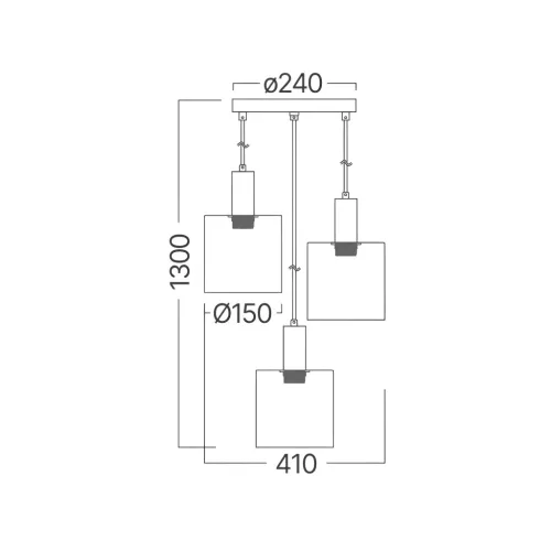 BRY-S007R-3H-3xE27-SMK-PENDANT LIGHT