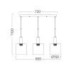 BRY-S007S-3H-3xE27-SMK-PENDANT LIGHT