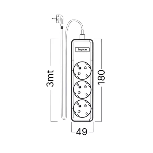 BRY-XLINE-3WAY-EU-3x1,5mm2-3M-EXT.SOCKET