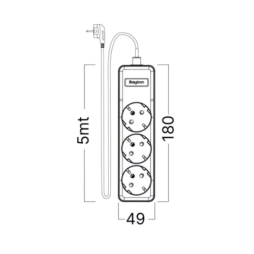 BRY-XLINE-3WAY-EU-3x1,5mm2-5M-EXT.SOCKET