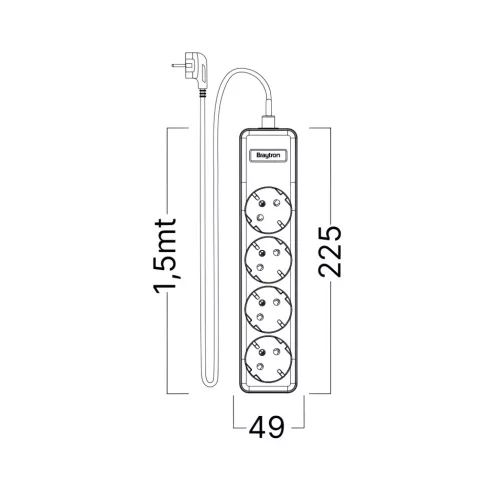 BRY-XLINE-4WAY-EU-3x1,5mm2-1,5M-EXT.SOCKET