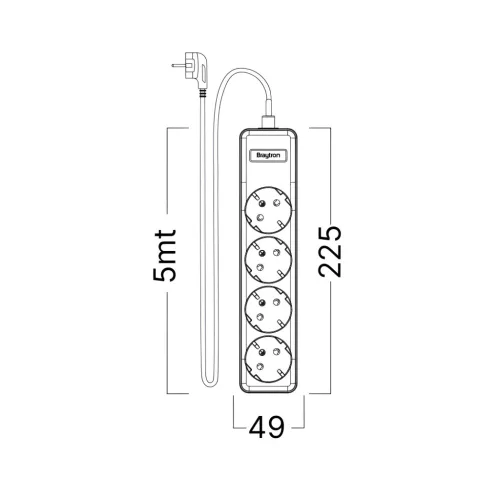 BRY-XLINE-4WAY-EU-3x1,5mm2-5M-EXT.SOCKET