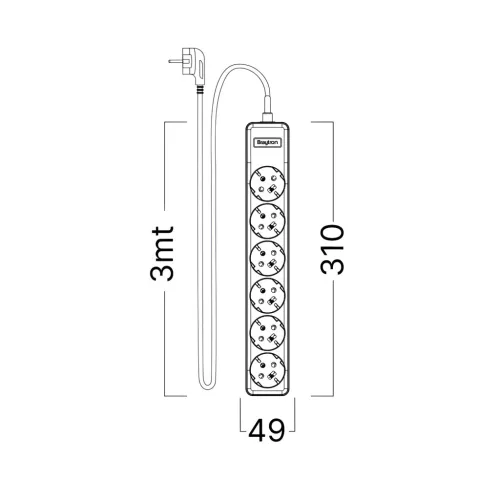 BRY-XLINE-6WAY-EU-3x1,5mm2-3M-EXT.SOCKET
