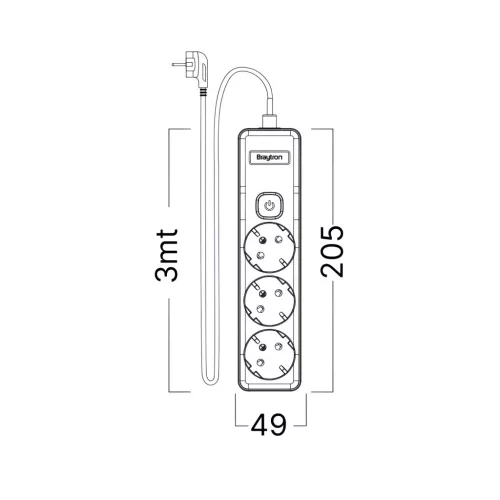 BRY-XLINE-3WAY-EU-SWC-3x1,5mm2-3M-EXT.SOCKET