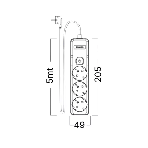BRY-XLINE-3WAY-EU-SWC-3x1,5mm2-5M-EXT.SOCKET