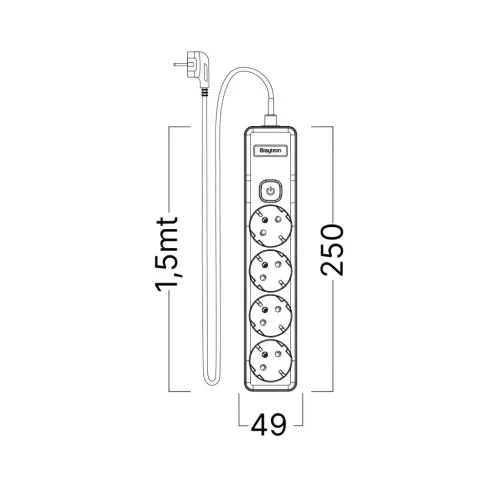BRY-XLINE-4WAY-EU-SWC-3x1,5mm2-1,5M-EXT.SOCKET