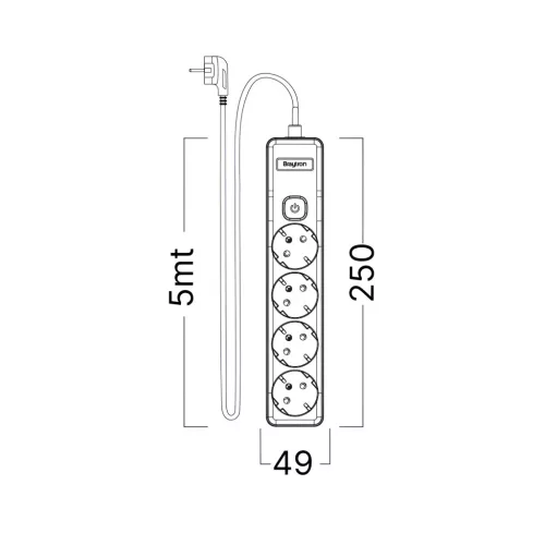 BRY-XLINE-4WAY-EU-SWC-3x1,5mm2-5M-EXT.SOCKET