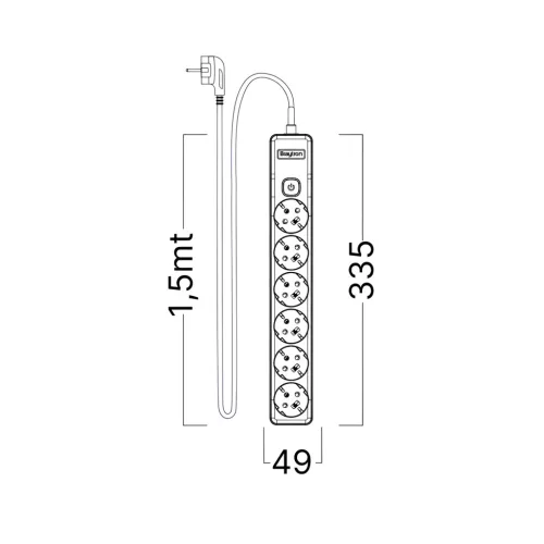 BRY-XLINE-6WAY-EU-SWC-3x1,5mm2-1,5M-EXT.SOCKET