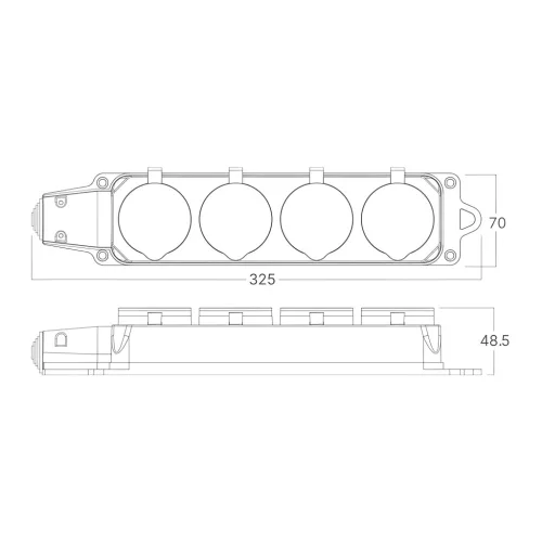 BRY-IPLINE-4 WAY-WO/CABLE-TPE-IP44- SOCKET
