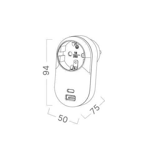 BRY-XLINE-TR1-17W-1WAY-USBA/C-3.4A-W/CP-EU-SOCKET