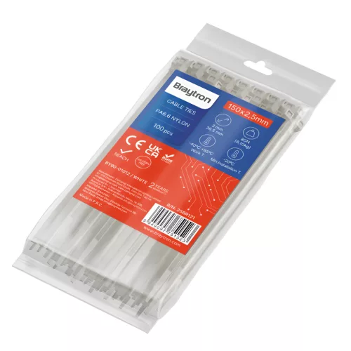 BRY-2,5x150mm-100pcs/bag-PA66-WHT-CABLE TIES
