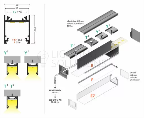 TOPMET LED-profil LINEA20 EF/TY 2000 mm fehér