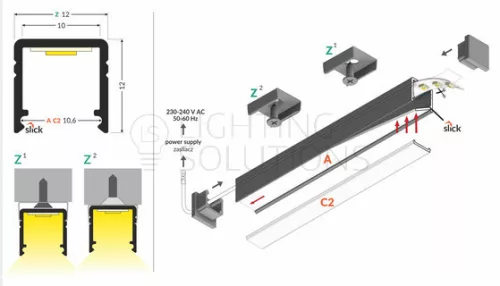 TOPMET LED-profil SMART10 AC2/Z  2000 mm natúr