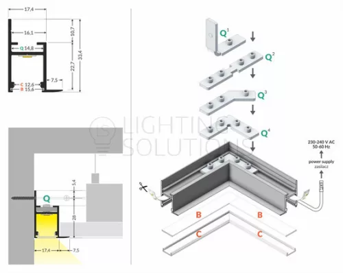 TOPMET LED-profil FRAME14 BC/Q 2000 mm natúr