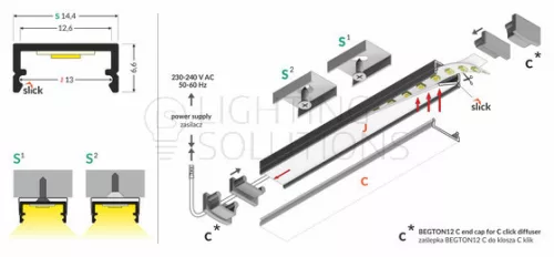 TOPMET LED-profil BEGTON12 J/S 1000 mm natúr