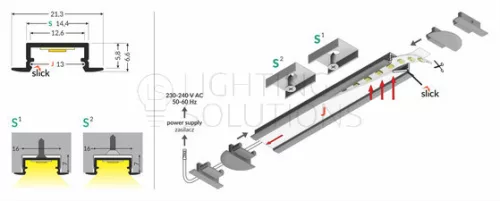 TOPMET LED-profil BEGTIN12 J/S 1000 mm fehér