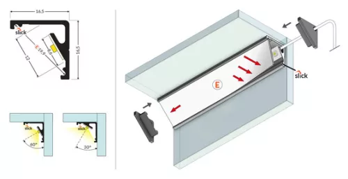 TOPMET LED profil CABI12 E 2000 mm fekete eloxált - kiszerelés (1 pár)