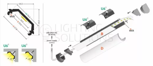 TOPMET LED-profil QUARTER10 BD/U6 1000 mm eloxált
