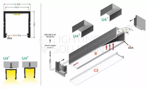 TOPMET LED-profil SMART16 BC3/U4 2000 mm fehér