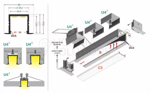 TOPMET LED-profil SMART-IN16 BC3/U4 1000 mm eloxált
