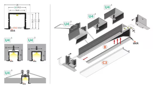 TOPMET LED-profil SMART-IN16 BC3/U4 2000 mm fekete
