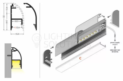 TOPMET LED-profil WAY10 C 1000 mm eloxált