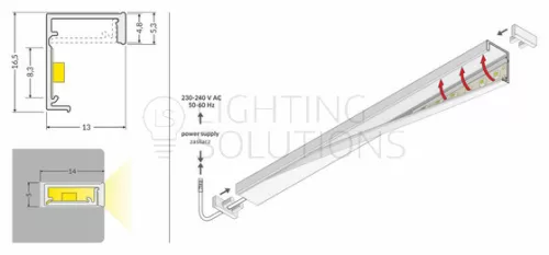 TOPMET LED-profil SLASH8 1000 mm fehér