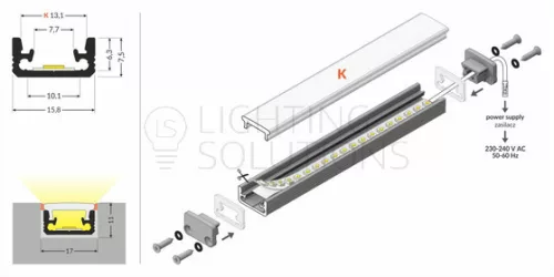 TOPMET LED-profil FLOOR8 K 1000 mm eloxált
