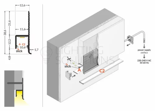 TOPMET LED-profil OMNI10 AC2 1000 mm natúr