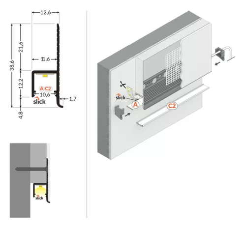 TOPMET LED-profil OMNI10 AC2 PLUS 2000 mm natúr