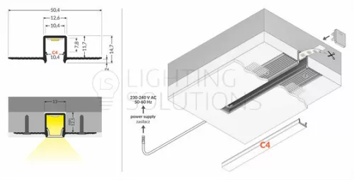 TOPMET LED-profil HIDE10 C4 2000 mm natúr