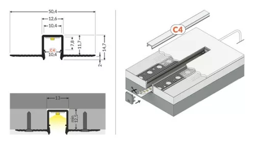 TOPMET LED-profil HIDE10 PLUS 2000 mm natúr