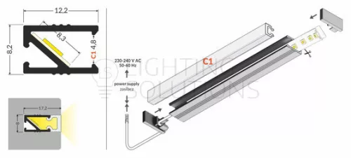TOPMET LED-profil HI8 2000 mm eloxált