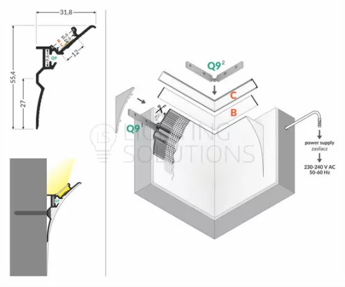 TOPMET LED-profil SMOOTH12 BC/Q9 1000 mm natúr