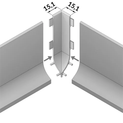 TOPMET összekötő elem BASE 90° ezüst - kiszerelés (1 pár)