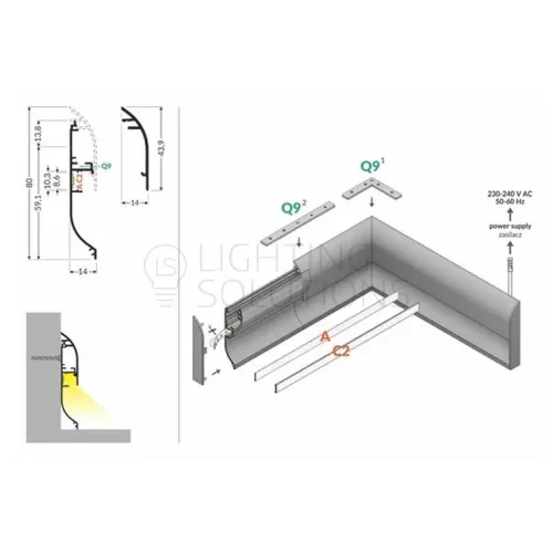 TOPMET kiegészítő LED-profil SKIRT10 1000 mm natúr