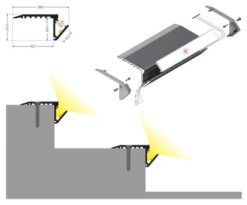 TOPMET LED-profil UP-BOLD12 K 2000 mm fekete