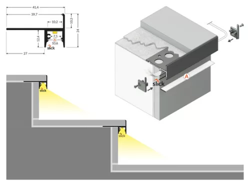 TOPMET LED-profil UP-MINI10 A 2000 mm eloxált