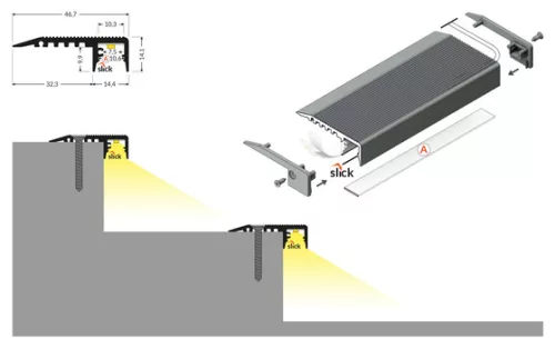 TOPMET LED-profil UP-MINI10 A 1000 mm eloxált