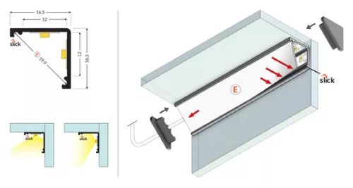 TOPMET LED-profil CABI12 DUO E 1000 mm eloxált