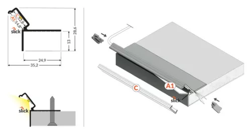 TOPMET LED-profil GLOW12 DOWN A1C 2000 mm eloxált