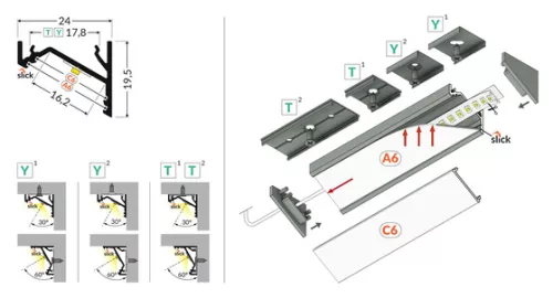TOPMET LED-profil CORNER16.V2 AC-6/TY 2000 mm fehér